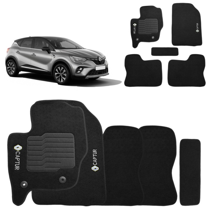 Jogo de Tapete Carpete Captur 2017 a 2024 Preto Fixação Original