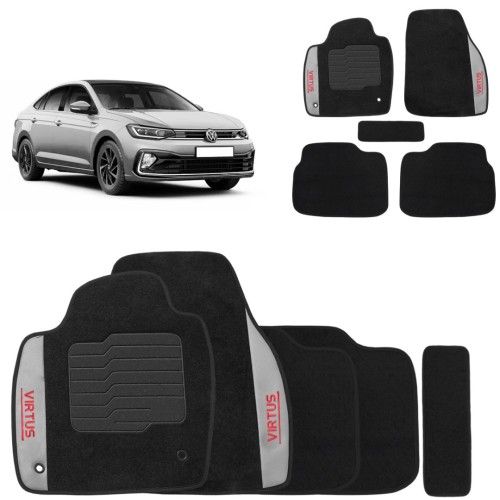Jogo de Tapete Carpete Virtus 2017 a 2026 Preto 5 Peças